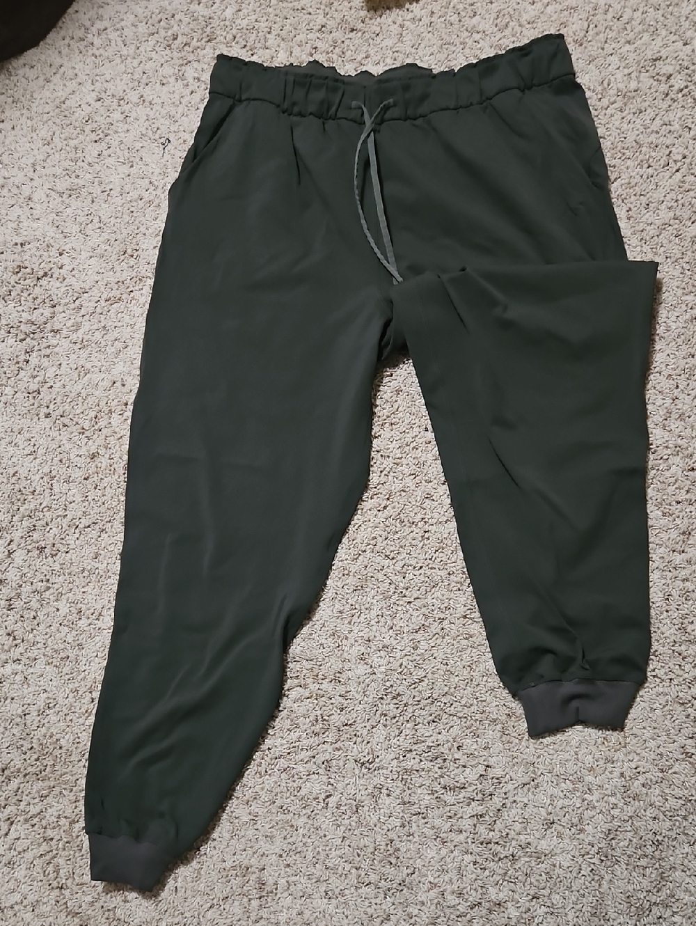 Dark Green Jogger Pants with Elastic Waist
